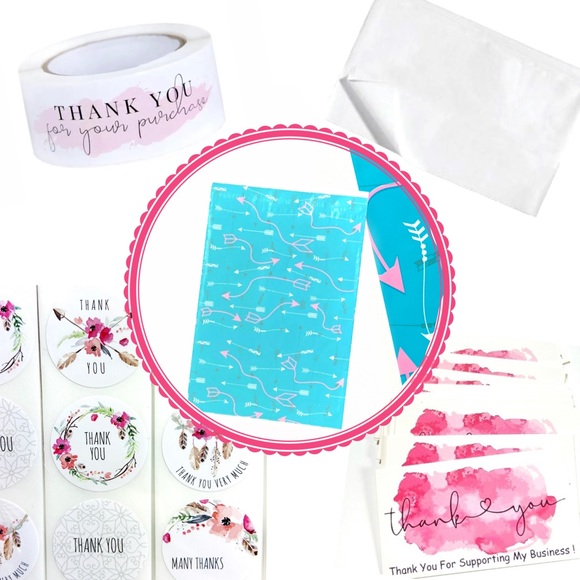 130pc Shipping Kit, poly mailers, thank you stickers and cards, tissue paper. - Picture 10 of 13